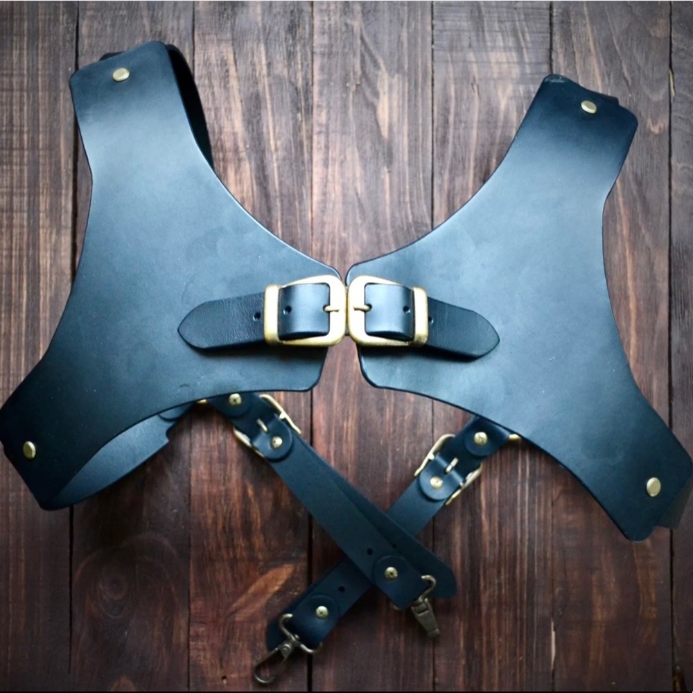 Men’s genuine handmade black leather suspenders!